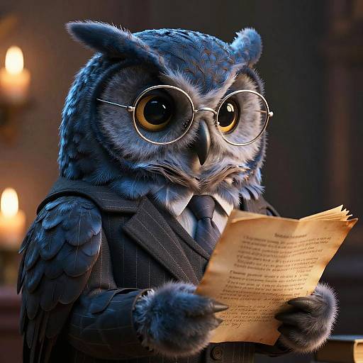 Scholarly Owl in Pinstriped Suit