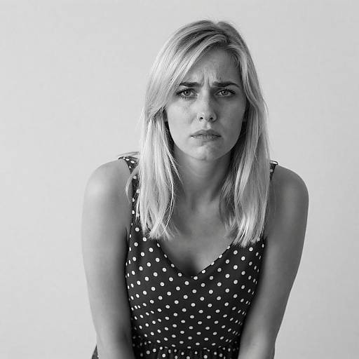 Elegant Blonde in Polka Dots: A B&W Portrait