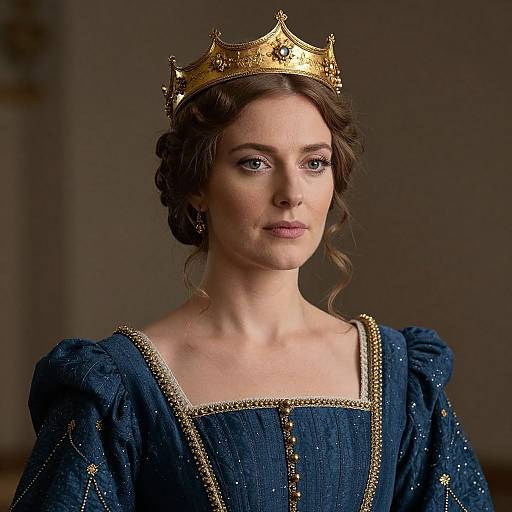 Medieval Woman in Blue Court Dress