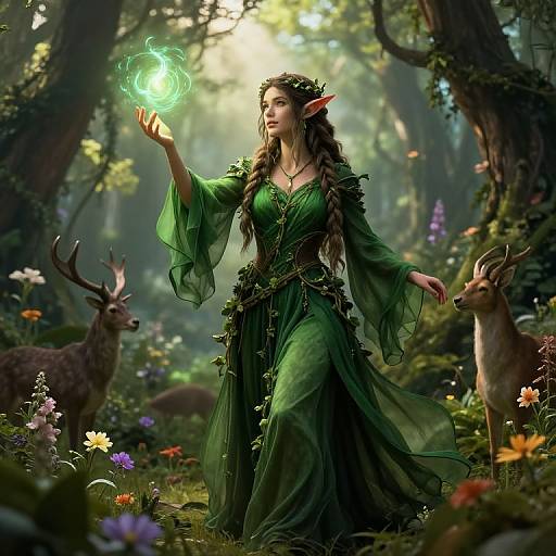 Wood Elf Druid Casting Nature Magic