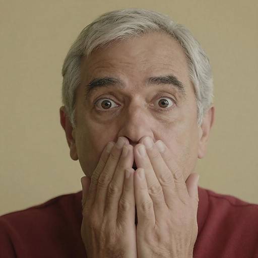 Surprised Older Man in Red Garment