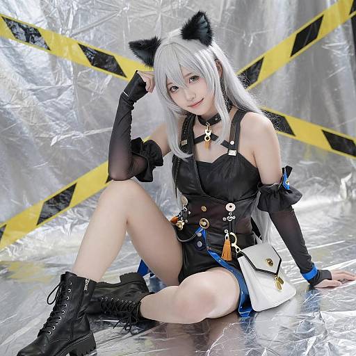 White-Haired Cat Ear Cosplayer Portrait