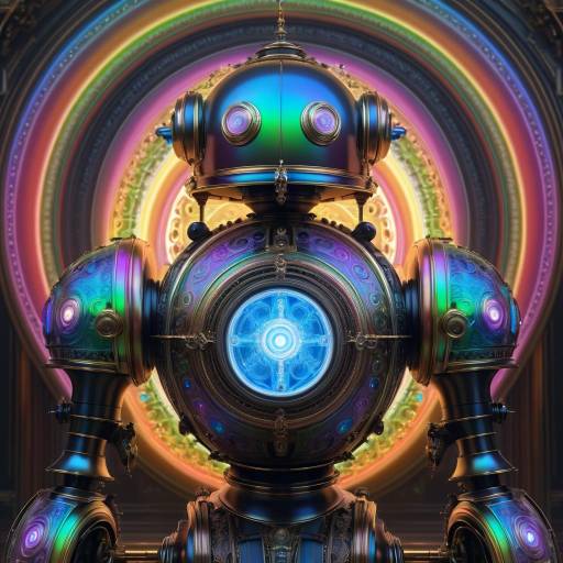 Victorian-Era Steampunk Robot with Rainbow Lighting
