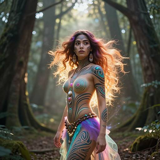 Ethereal Mystic Woman in Forest