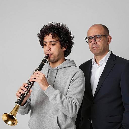 Focused Musician and Bored Observer Duo