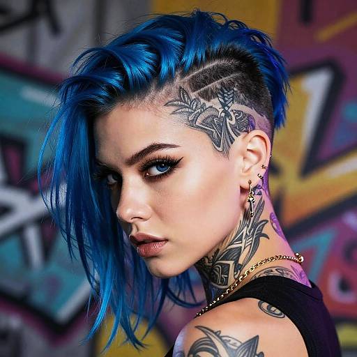Fierce Cyberpunk Blue Hair Woman
