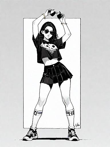 Stylish Woman in Casual Streetwear Pose