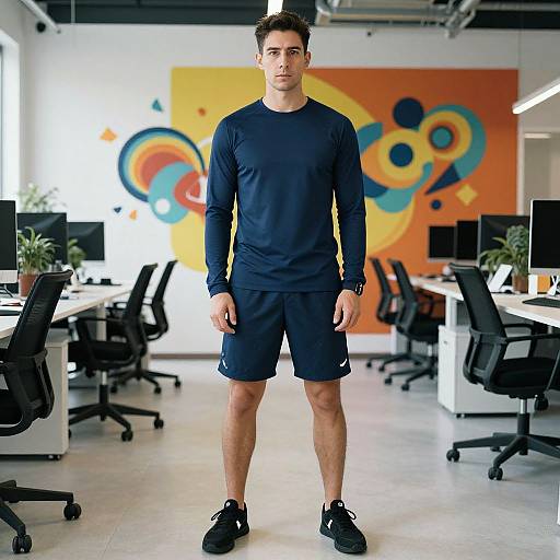 Focused Man in Modern Office Attire