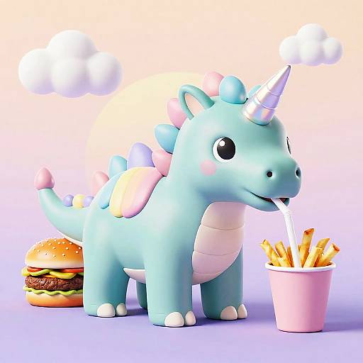 Pastel Uni-Saurus Sunrise Snack with Burger