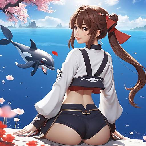 Hu Tao Portrait with Symbolic Pupils