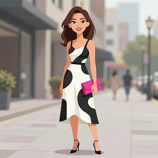Smiling Woman in Stylish Urban Dress