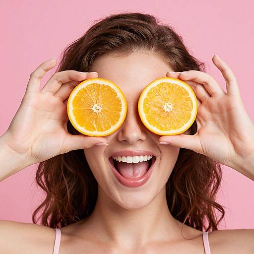 Radiant Woman with Citrus Joy