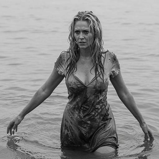 Portrait of a Determined Woman in Water