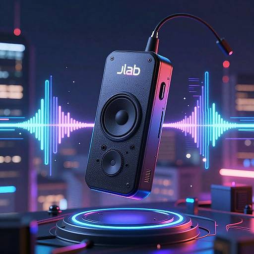Futuristic JLab Audio in Cyber City