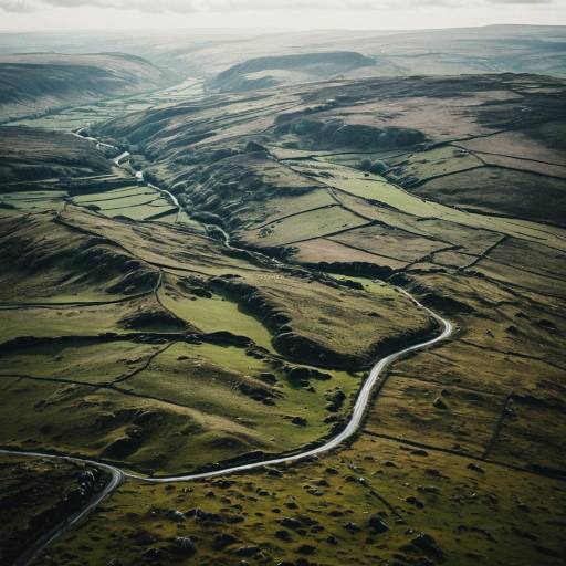 Aerial View of Wind-Swept Moors in England