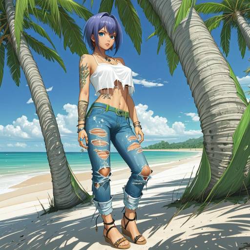 Stylish Girl at the Beach Scene