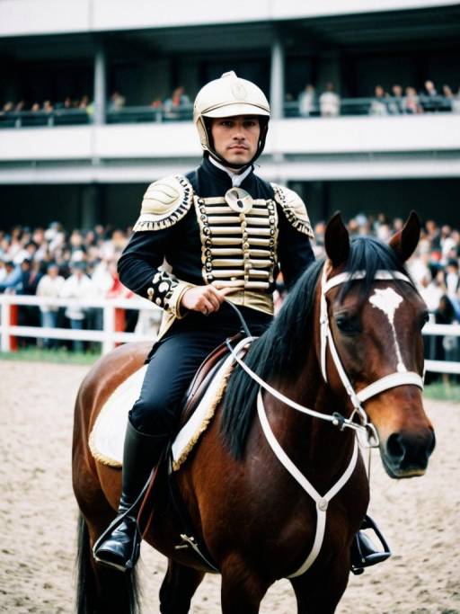 Man in Horse Rider Interval Costume on Horse