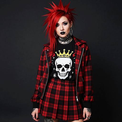Punk-Rock Woman with Spiky Red Hair