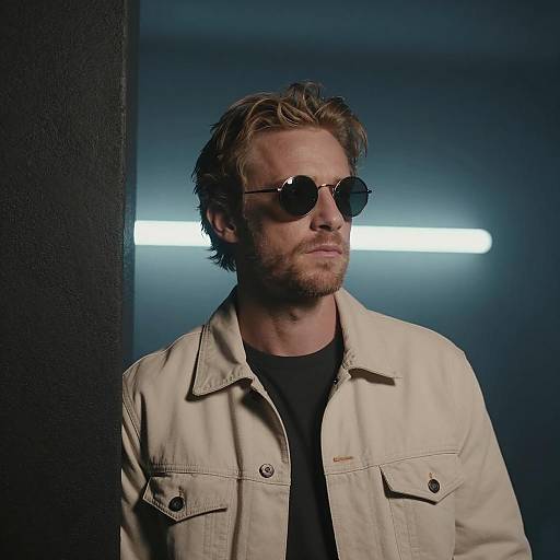 Stylish Man Against a Misty Background