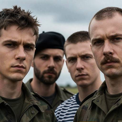 Four Men Portrait with Intense Expressions