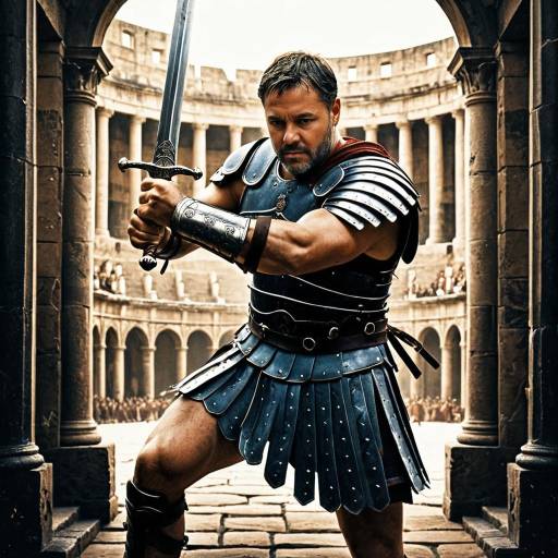 Roman Gladiator in Armor with Sword