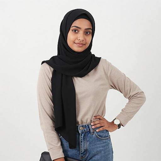 Young Woman in Black Hijab Portrait