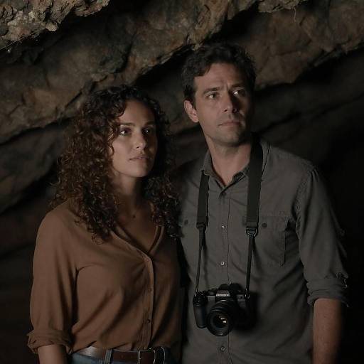 Couple in Dimly Lit Cave Setting