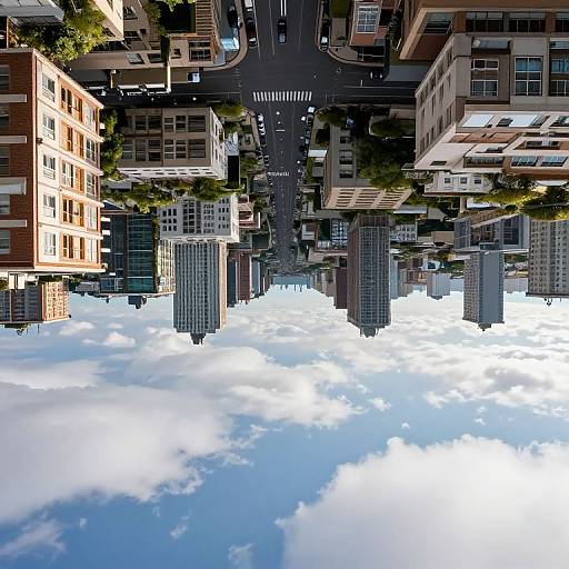 Upside-Down City Above Clouds