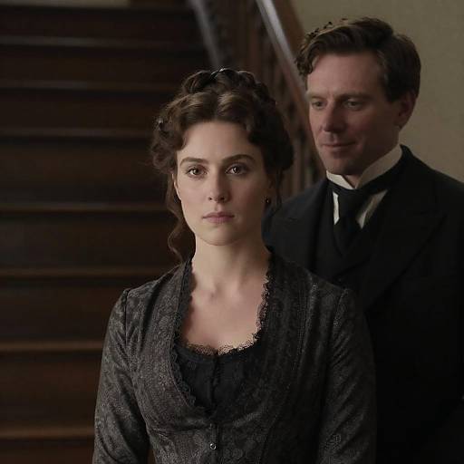 Victorian Couple on Wooden Staircase