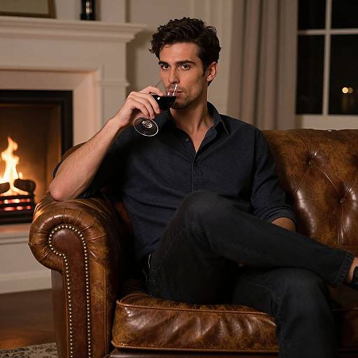 Seductive Man on Vintage Sofa