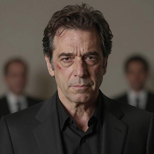 Somber Portrait of a Middle-Aged Man