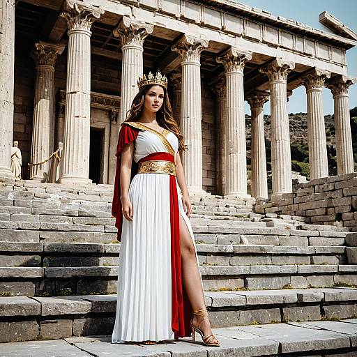 Elegant Roman Goddess Costume in Detail