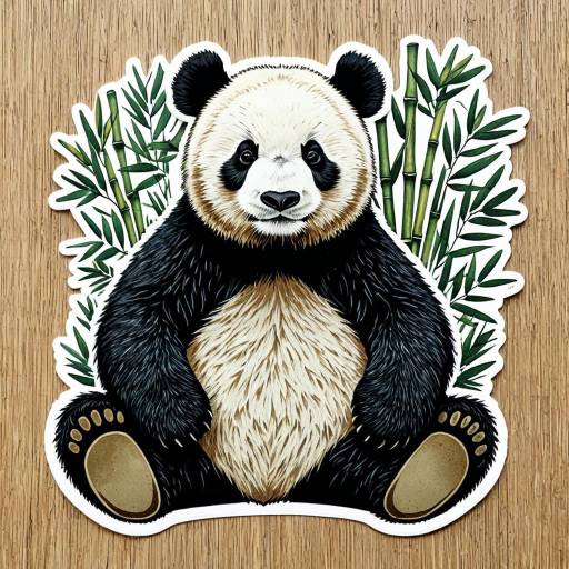 Gentle Giant Panda Sticker with Bamboo