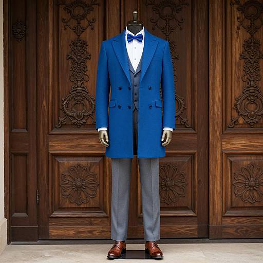 Elegant Male Mannequin in Blue Coat
