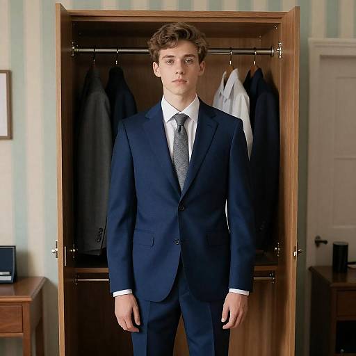 Stylish Man in Wardrobe Setting