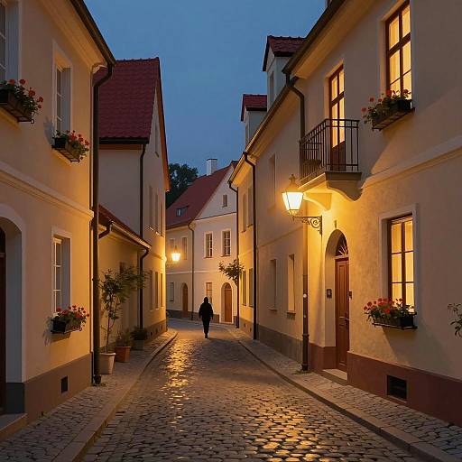 Charming Dusk in a Cobblestone Alley