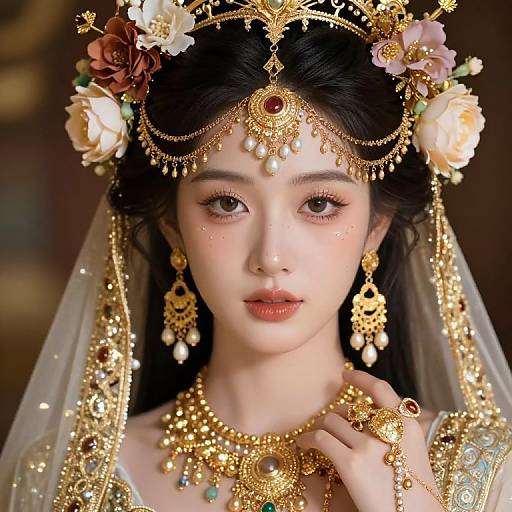 Ethereal Figure with Golden Adornments