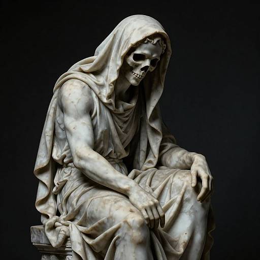 Moonlit Marble Grim Reaper Statue