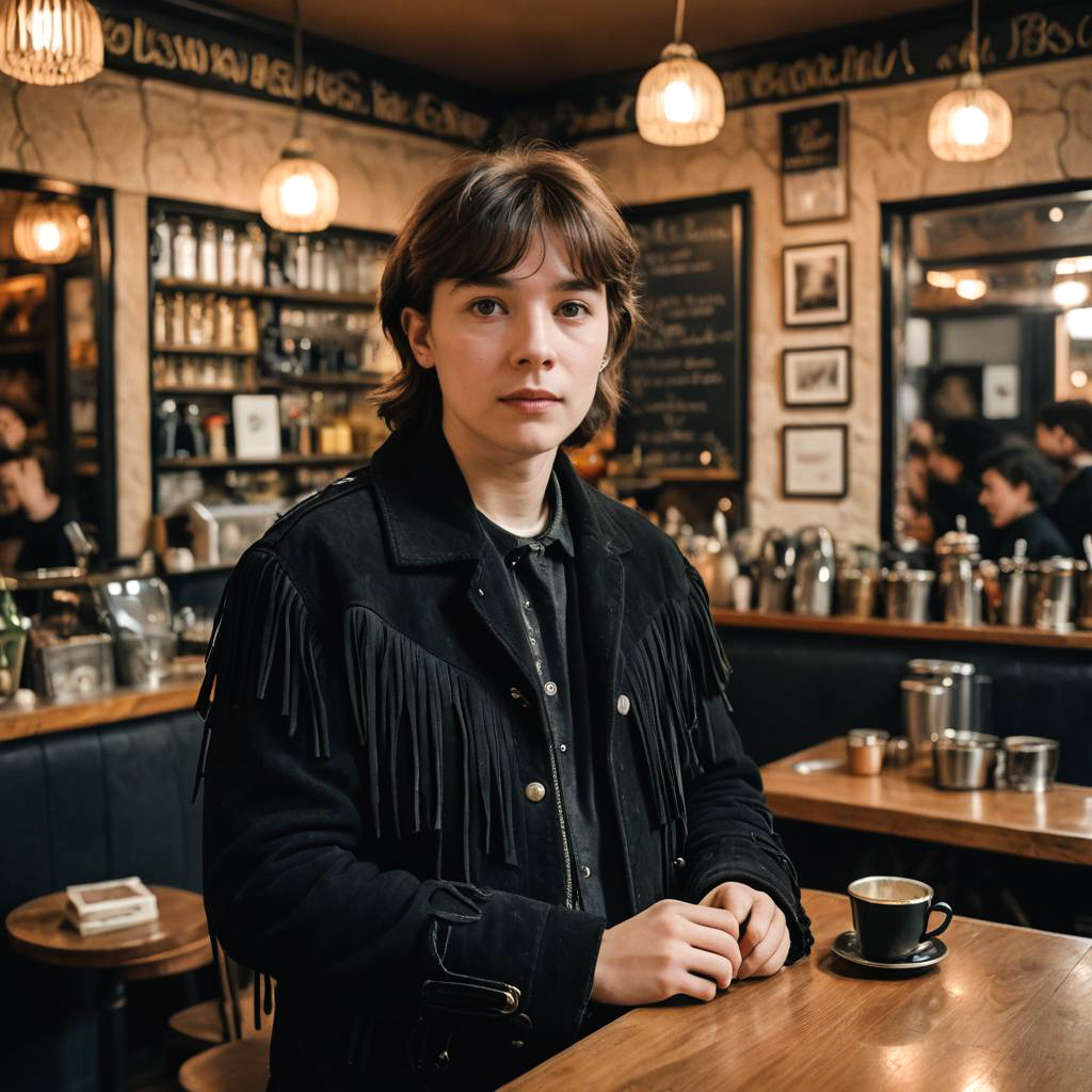 Young Musician in Cozy Cafe Scene