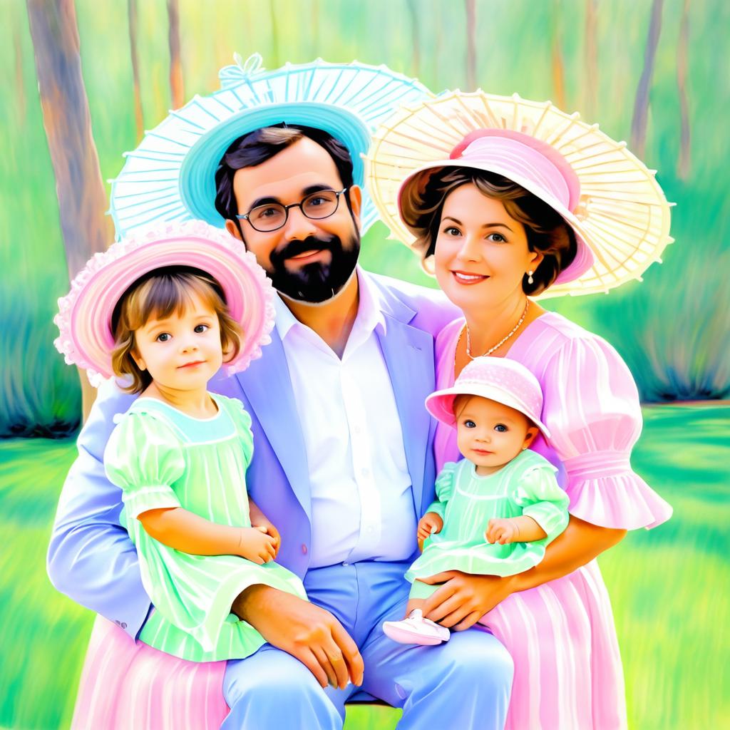 Whimsical Family Portrait in Pastels