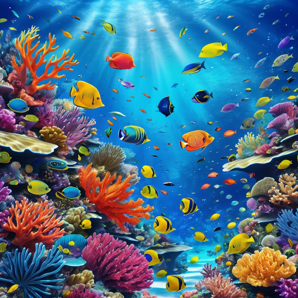 Vibrant Coral Reef and Marine Life