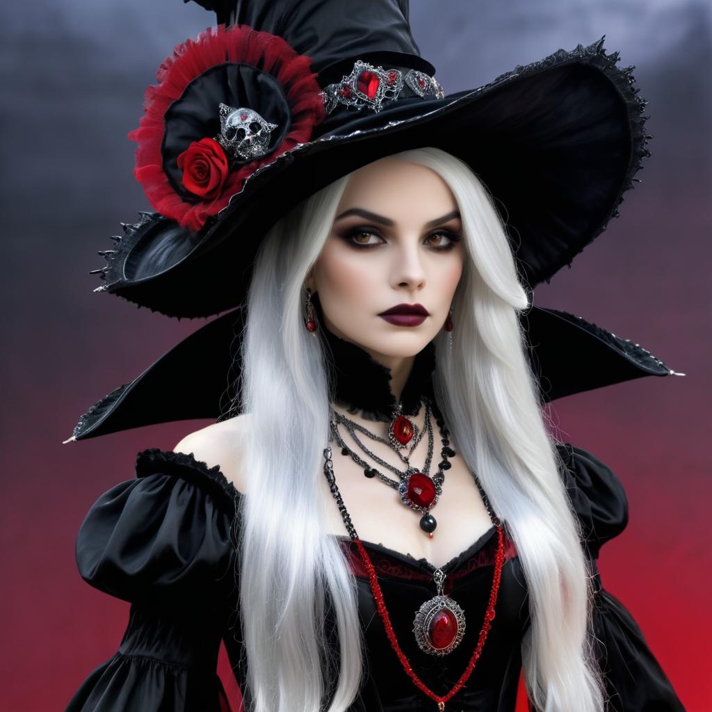 Elegant Gothic Vampire with Silver Hair