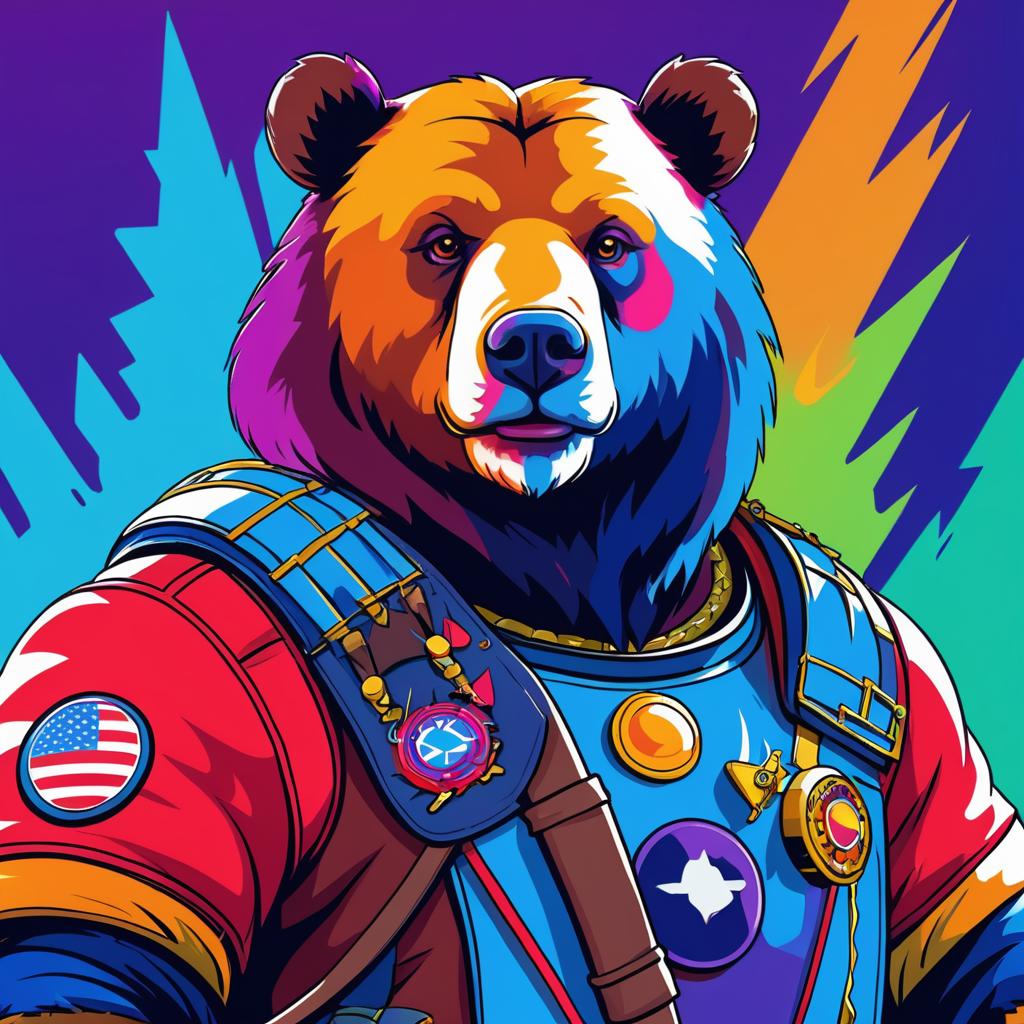 Combat Strategist Bear in Pop Art Style