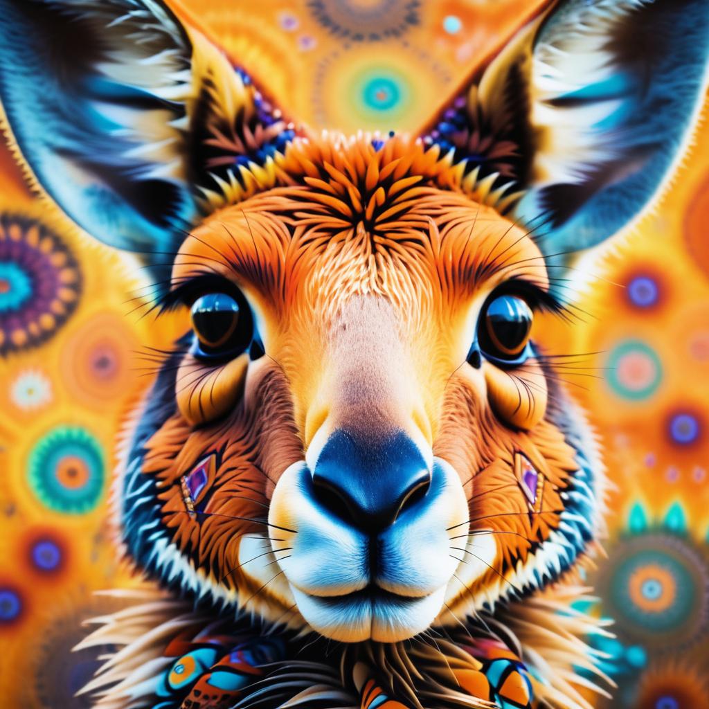 Vibrant and Playful Kangaroo in Surreal Style