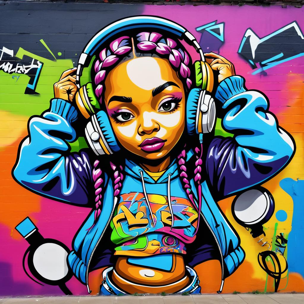 Vibrant Hip-Hop Dancer Graffiti Art