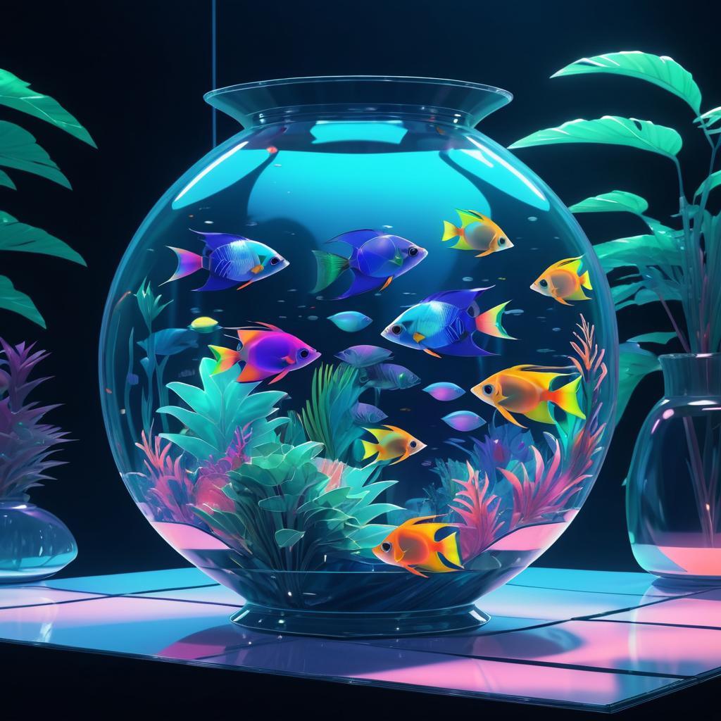 Tropical Fish in Retro Futuristic Vase