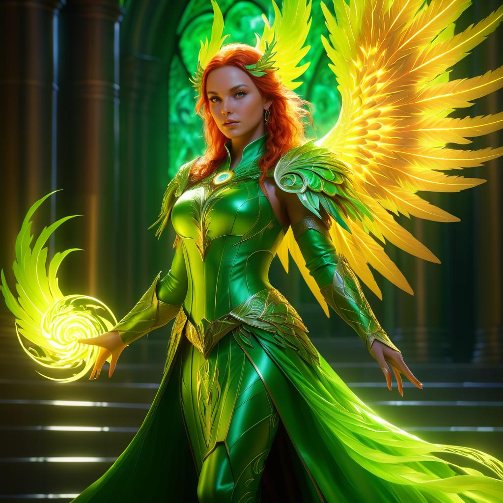 Epic Female Phoenix Mage Art