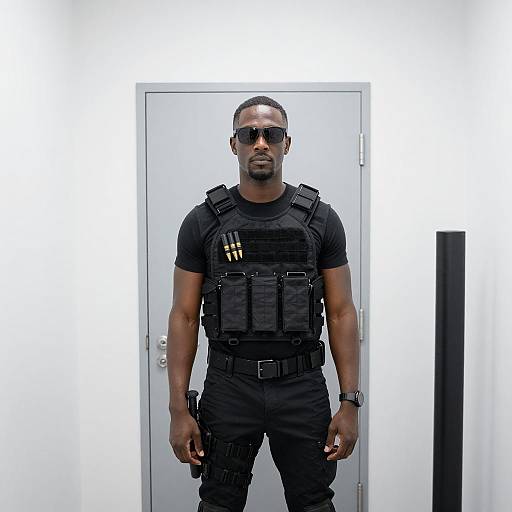 Serious Black Man in Tactical Gear