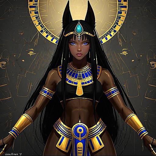 Illustration of Anubis (mythology), egyptian mythology in the style of Feint721