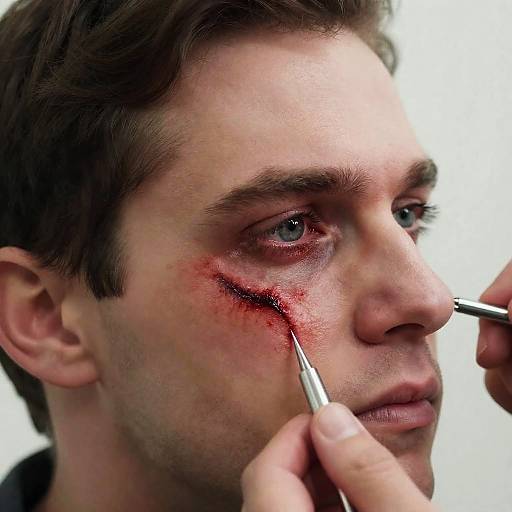 Intense Close-Up of Bloodied Male Face